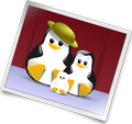 Grafik eines Fotos mit einer Pinguinfamilie.
